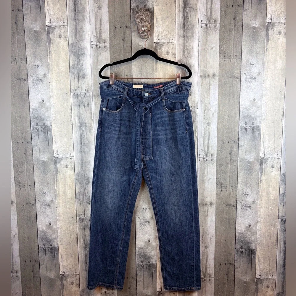 Anthropologie Pilcro Ultra High Rise Relaxed Pull On Jeans Tie Waist Size 29.